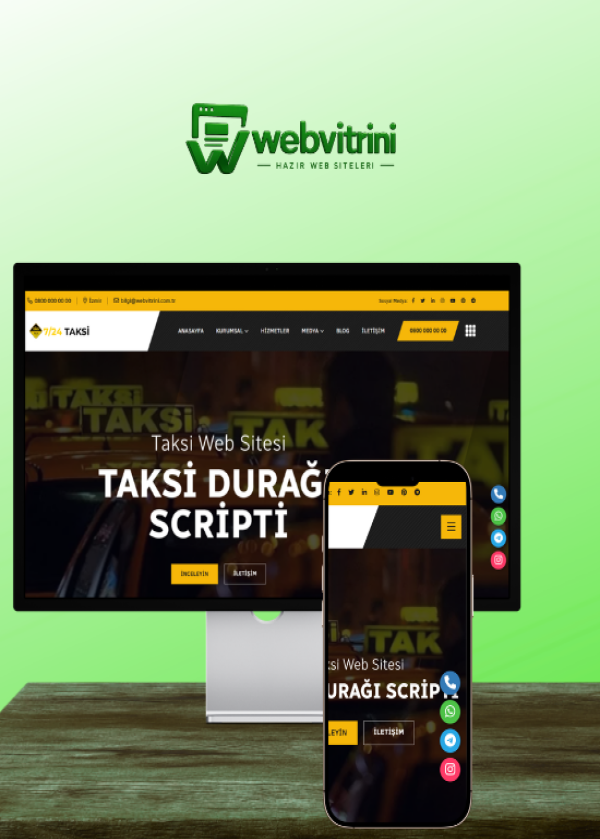 Taksi Durağı & Taksici Web Sitesi PRO — kurumsal web sitesi, mobil uyumlu web sitesi, Webvitrini | Hazır Kurumsal Web Siteleri Mobil ve SEO uyumlu