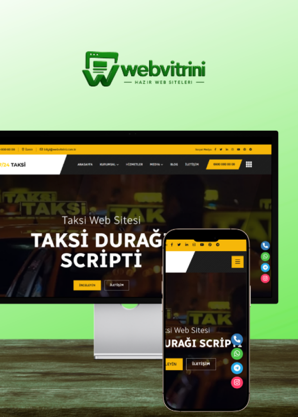 Taksi Durağı & Taksici Web Sitesi PRO — kurumsal web sitesi, mobil uyumlu web sitesi, Webvitrini | Hazır Kurumsal Web Siteleri Mobil ve SEO uyumlu